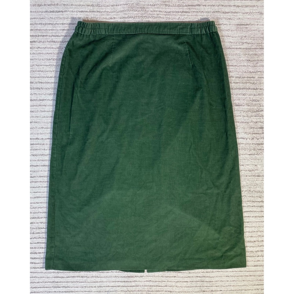 Vintage Country Suburbans Green Corduroy Midi Skirt Made in USA Size 16